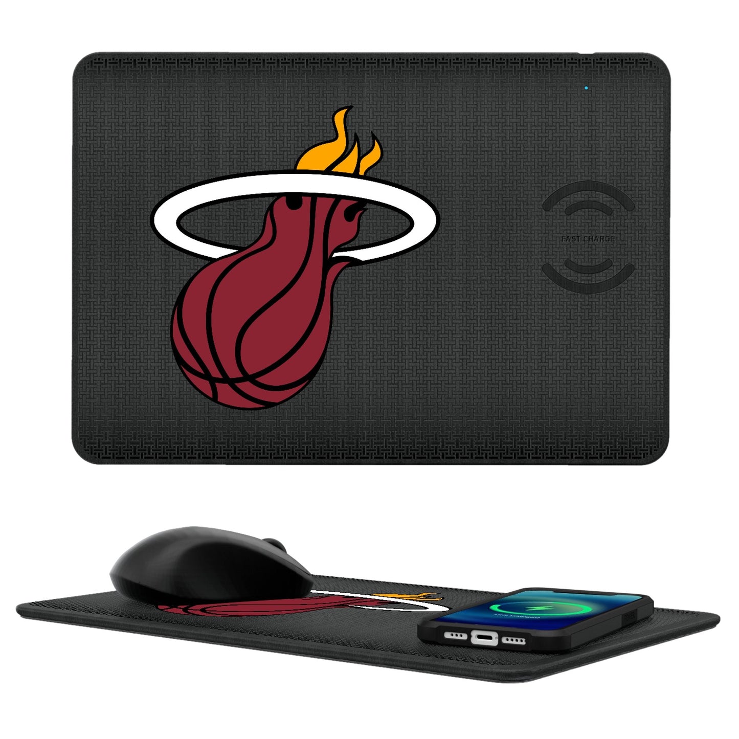 Miami Heat Linen 15-Watt Wireless Charger and Mouse Pad