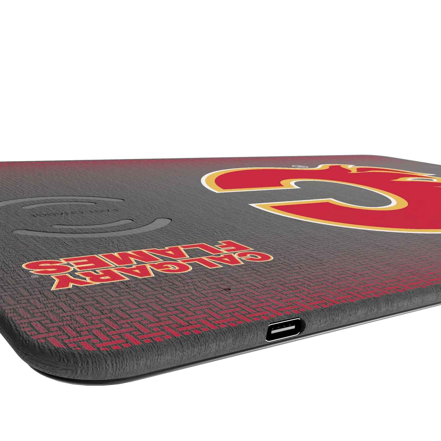 Calgary Flames Linen 15-Watt Wireless Charger and Mouse Pad