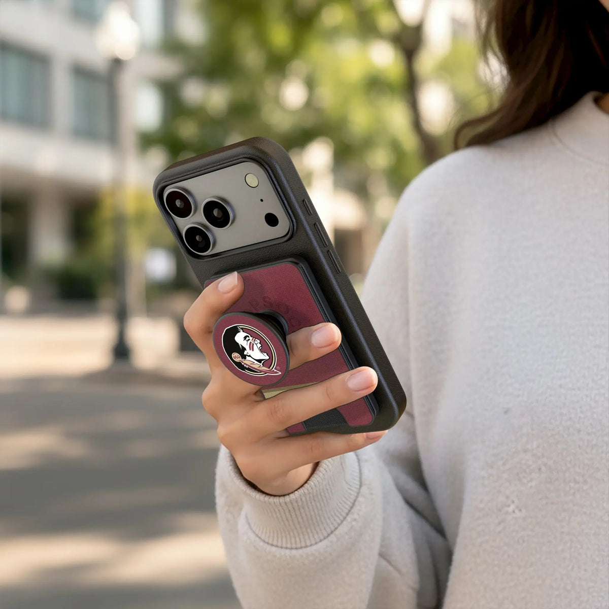 Florida State University Seminoles Stripe PopSockets MagSafe-Compatible PopWallet+