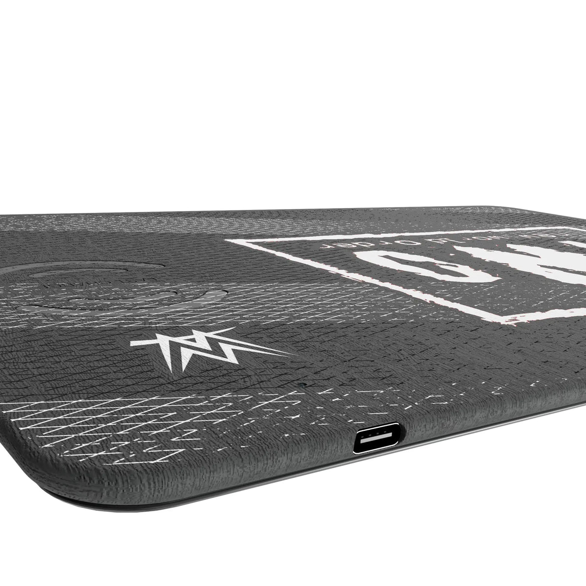 New World Order Steel 15-Watt Wireless Charger and Mouse Pad