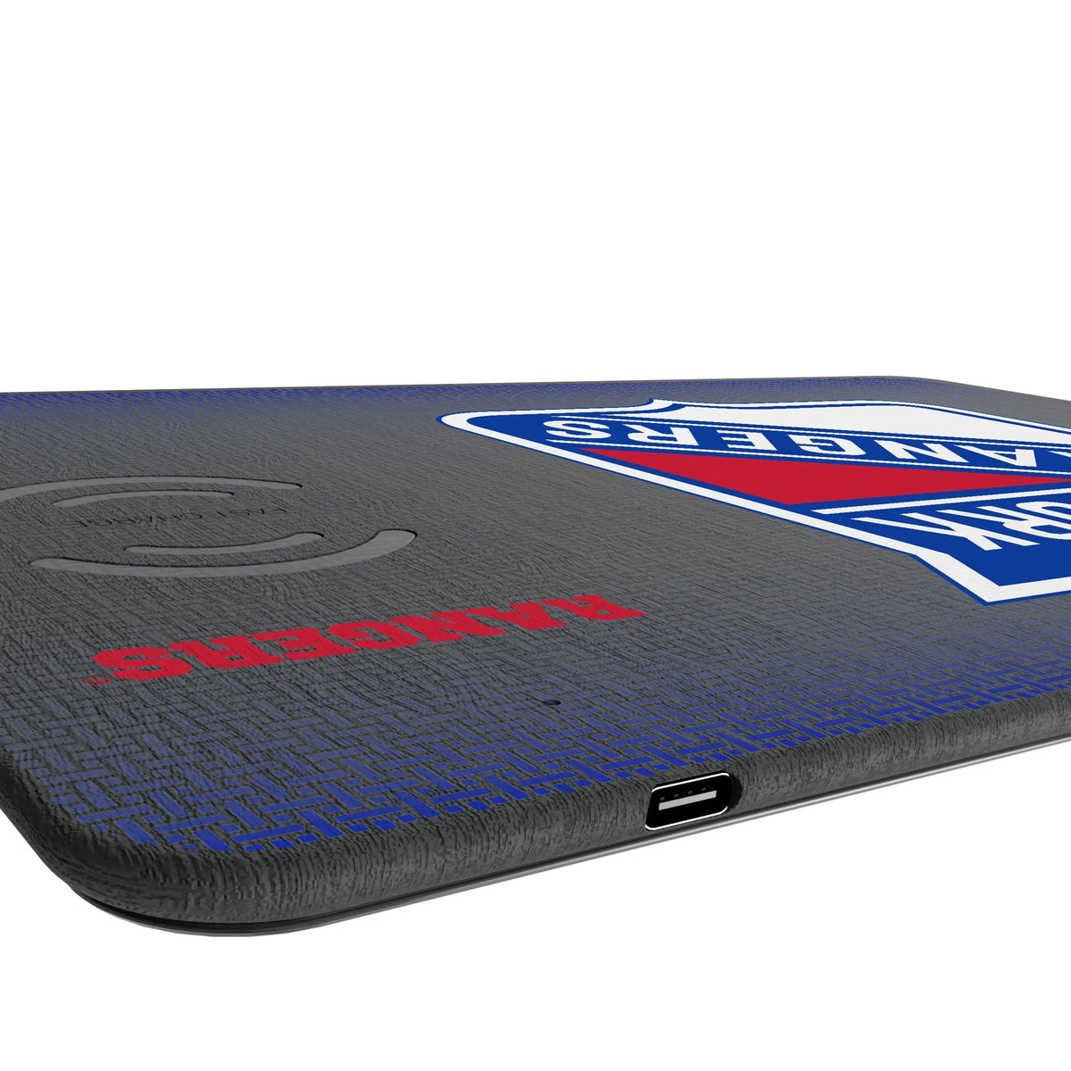 New York Rangers Linen 15-Watt Wireless Charger and Mouse Pad