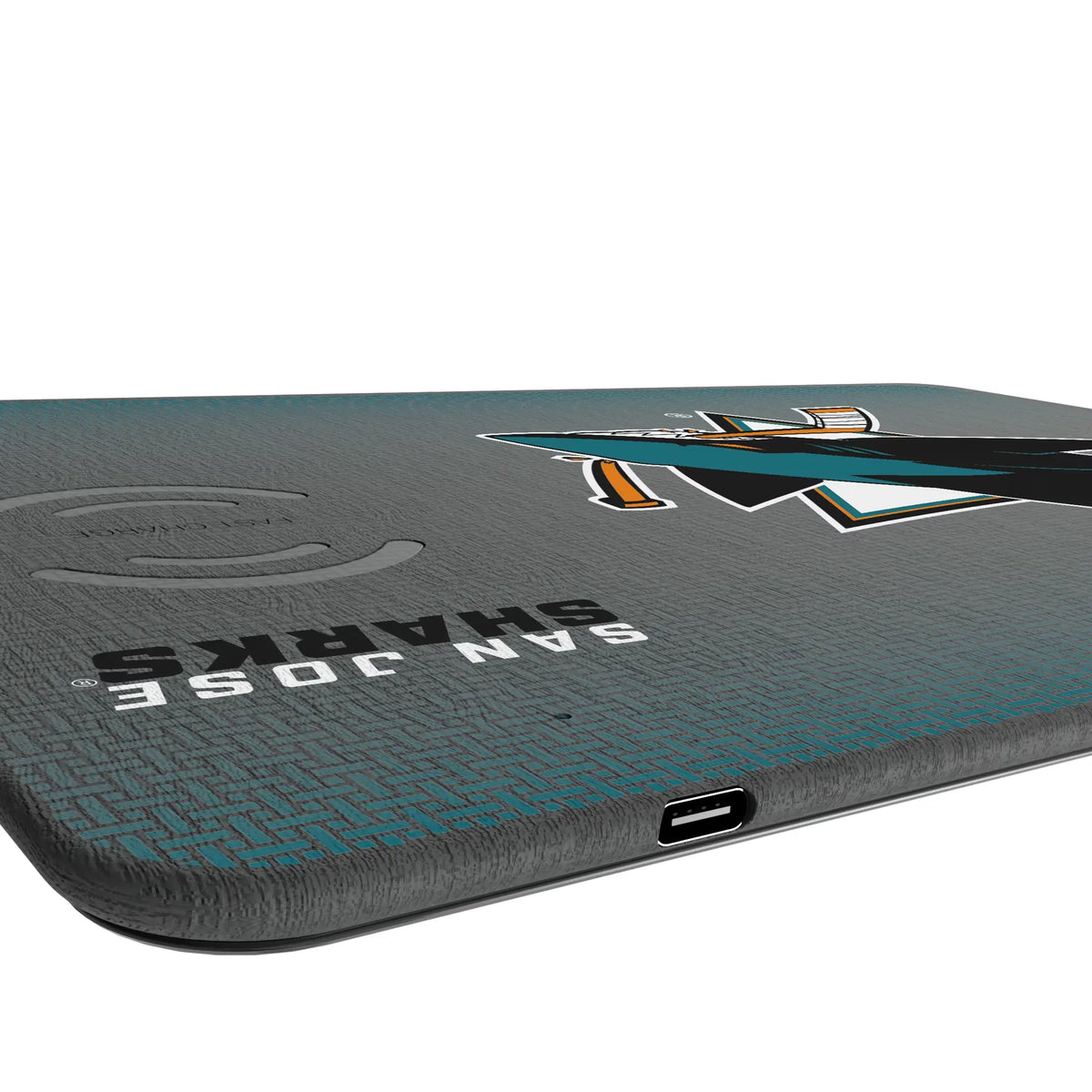 San Jose Sharks Linen 15-Watt Wireless Charger and Mouse Pad