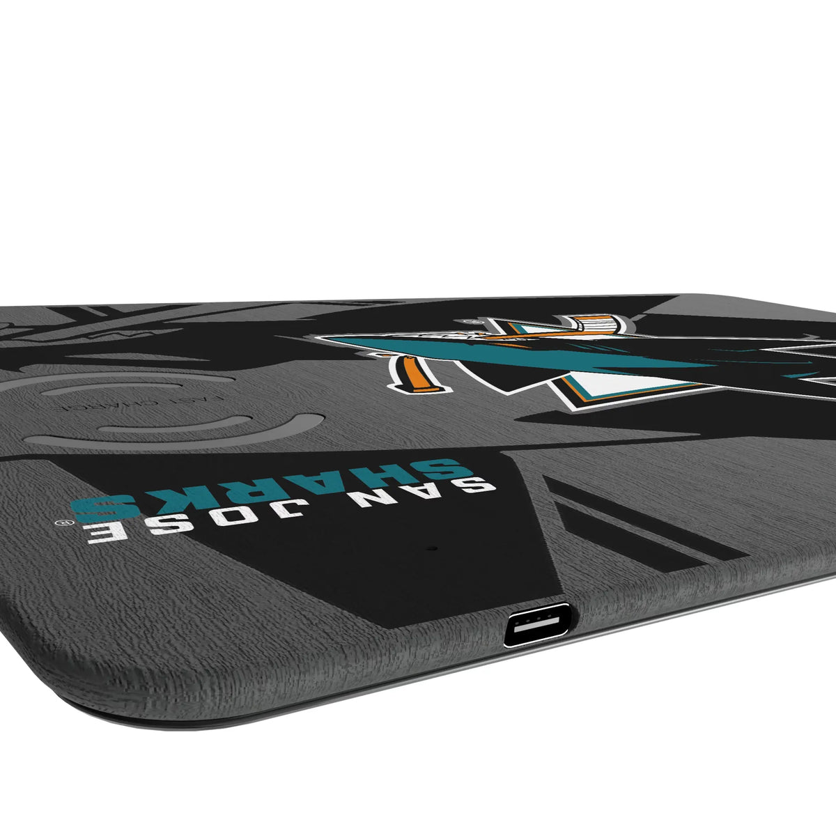 San Jose Sharks Monocolor Tilt 15-Watt Wireless Charger and Mouse Pad