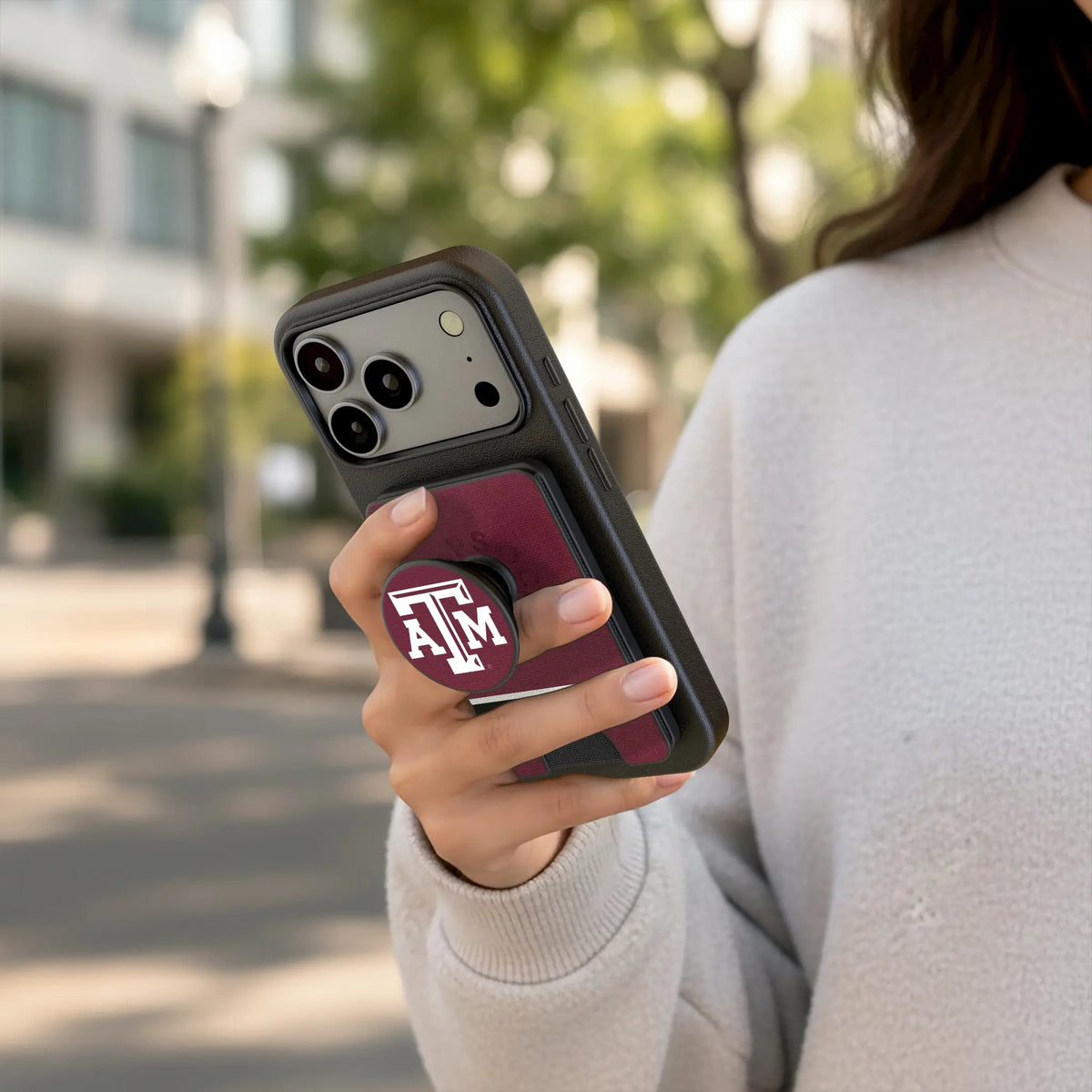 Texas A&M University Aggies Stripe PopSockets MagSafe-Compatible PopWallet+