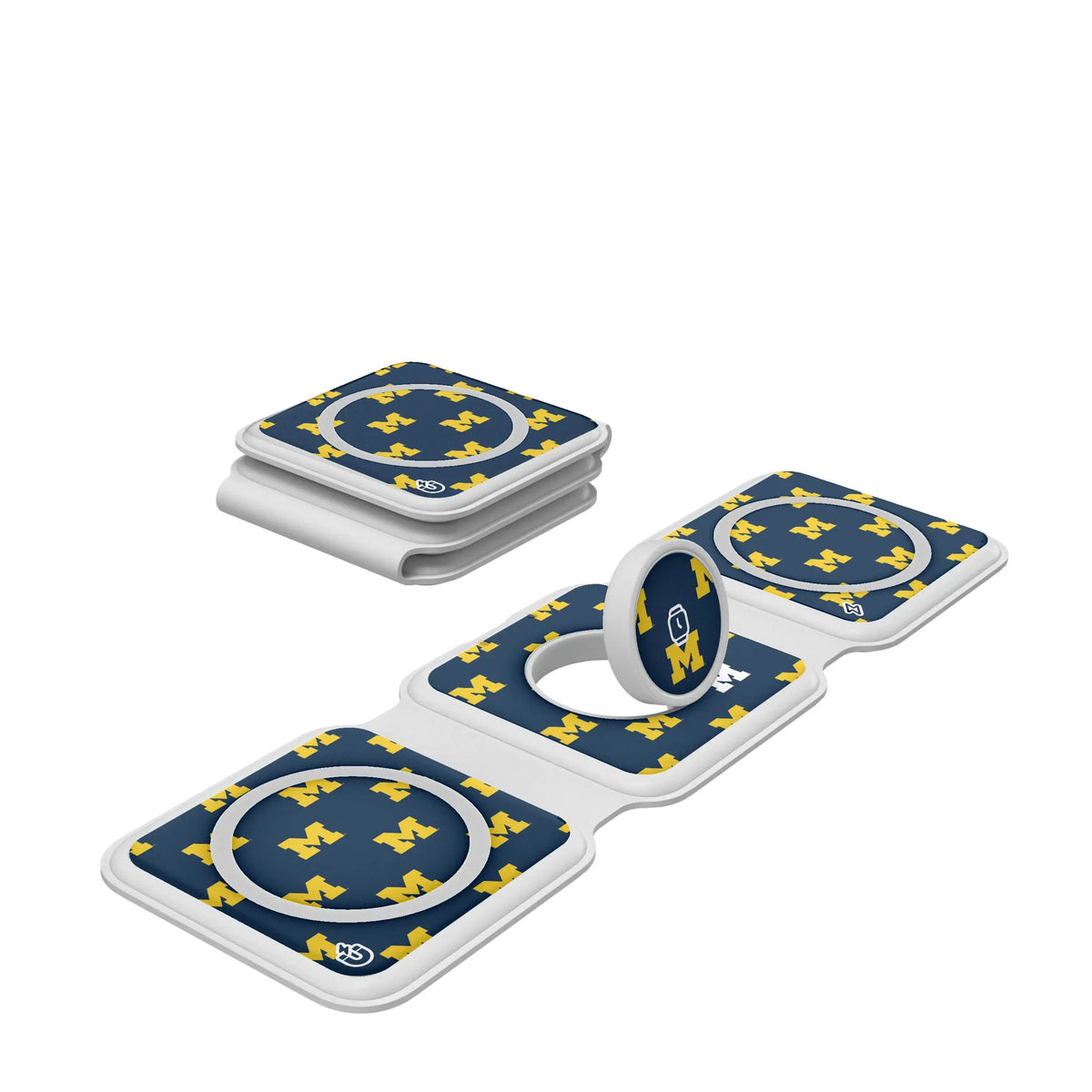 University of Michigan Wolverines Fashion Pattern Foldable 3 in 1 Charger