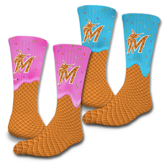 Miami Marlins Ice Cream Drip 2-Pack Lifestyle Crew Socks