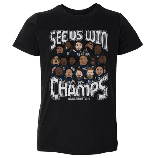 Seattle Football 2025 Champs Cartoon WHT