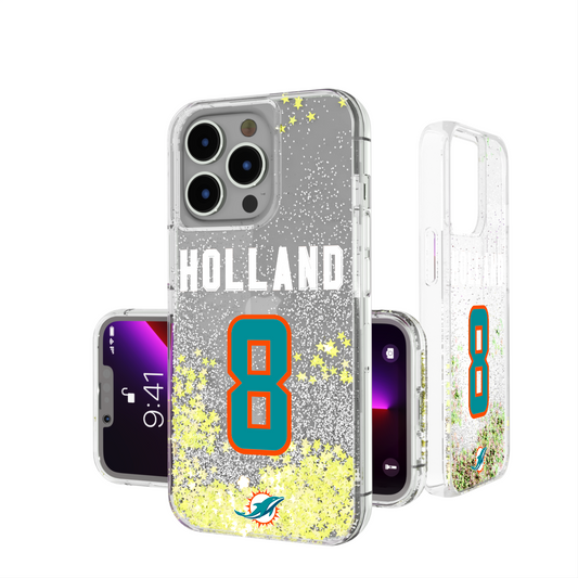Jevon Holland Miami Dolphins 8 Ready Glitter Phone Case