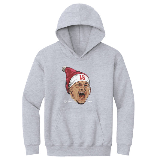 Patrick Mahomes Kansas City Portrait Santa Hat WHT