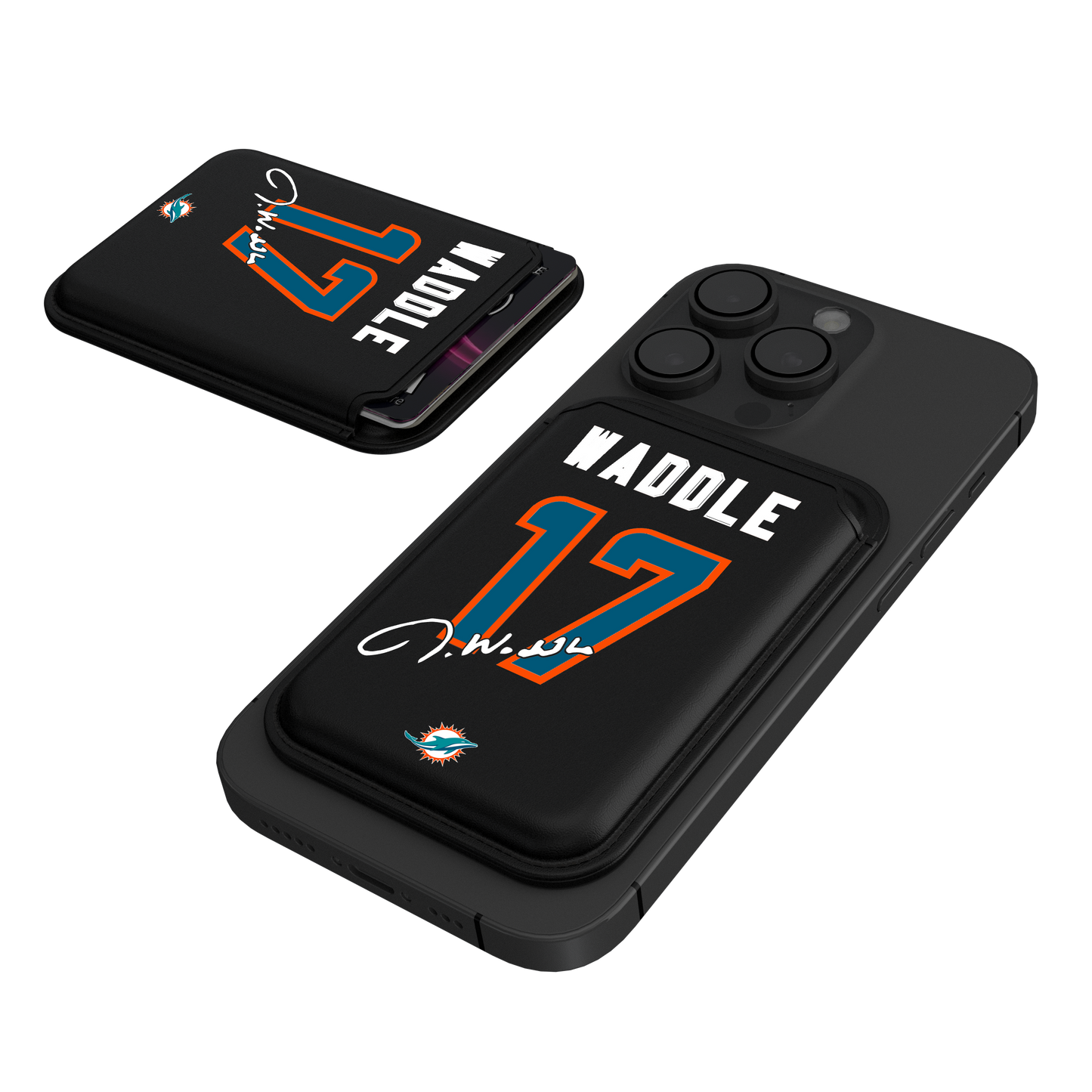 Jaylen Waddle Miami Dolphins 17 Ready Black Magnetic Credit Card Wallet