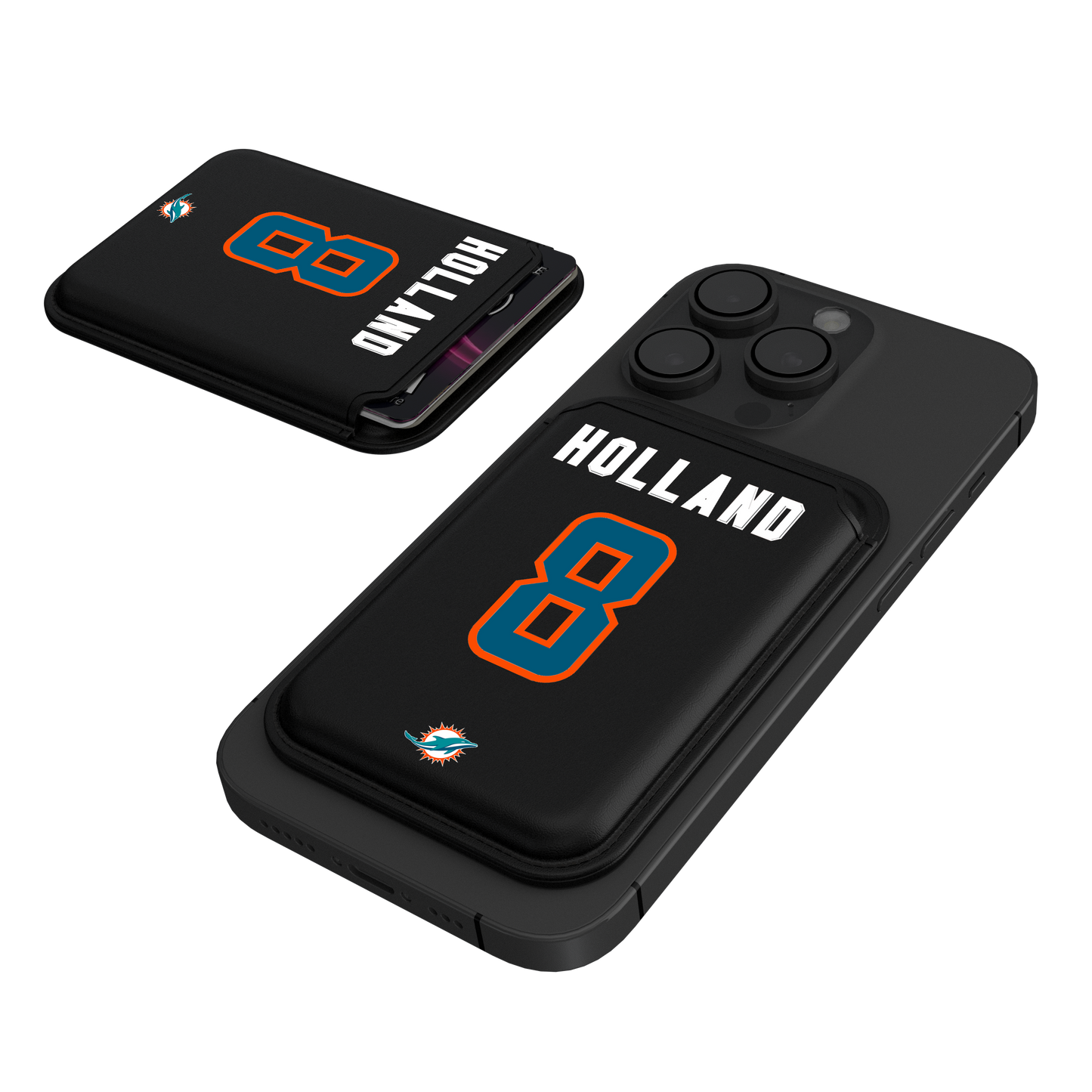 Jevon Holland Miami Dolphins 8 Ready Black Magnetic Credit Card Wallet