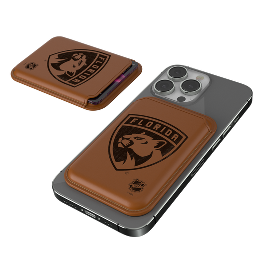 Florida Panthers Woodburned Brown Magnetic Credit Card Wallet