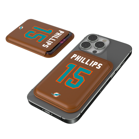 Jaelan Phillips Miami Dolphins 15 Ready Brown Magnetic Credit Card Wallet