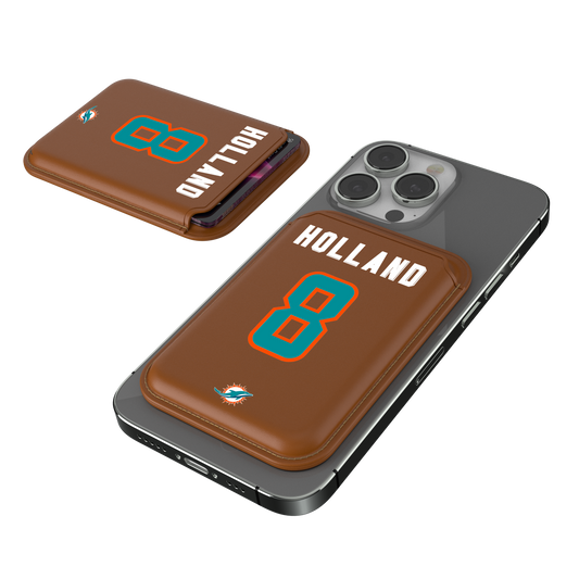 Jevon Holland Miami Dolphins 8 Ready Brown Magnetic Credit Card Wallet