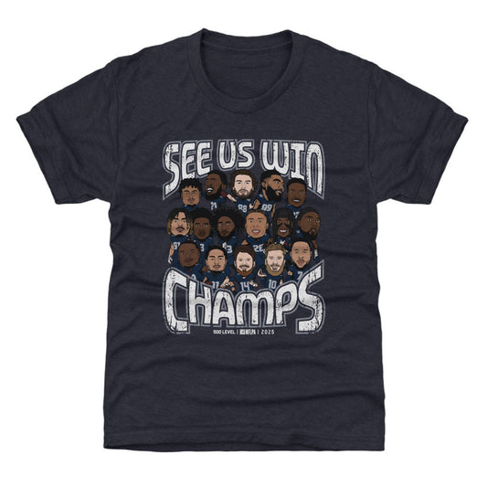 Seattle Football 2025 Champs Cartoon WHT