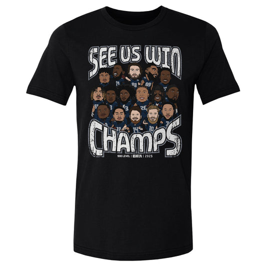 Seattle Football 2025 Champs Cartoon WHT