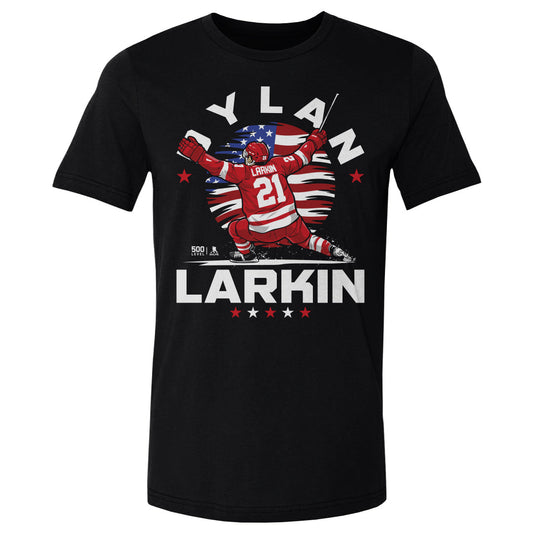 Dylan Larkin Detroit USA Flag Celebration WHT