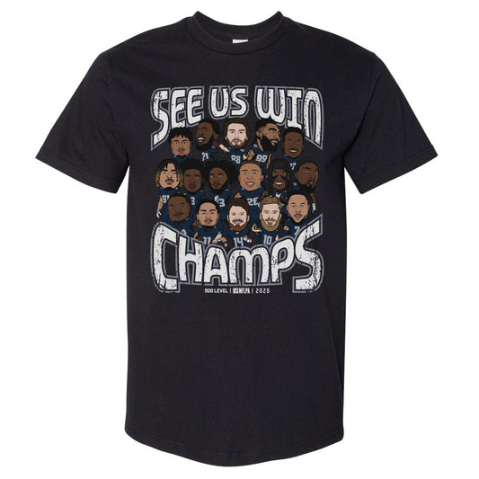 Seattle Football 2025 Champs Cartoon WHT