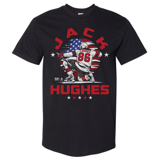 Jack Hughes New Jersey USA Flag Celebration WHT