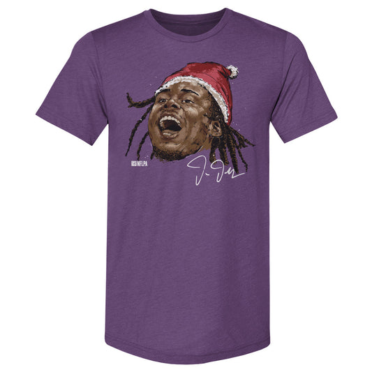 Justin Jefferson Minnesota Portrait Santa Hat WHT