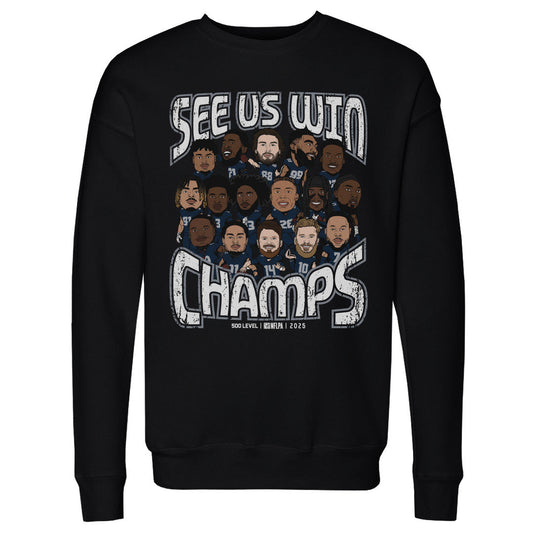 Seattle Football 2025 Champs Cartoon WHT