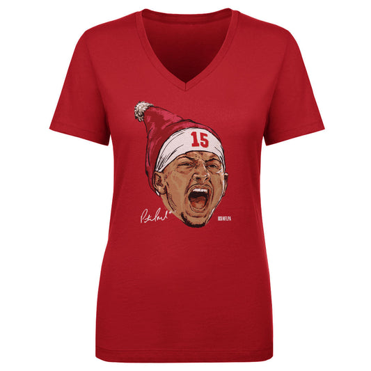 Patrick Mahomes Kansas City Portrait Santa Hat WHT