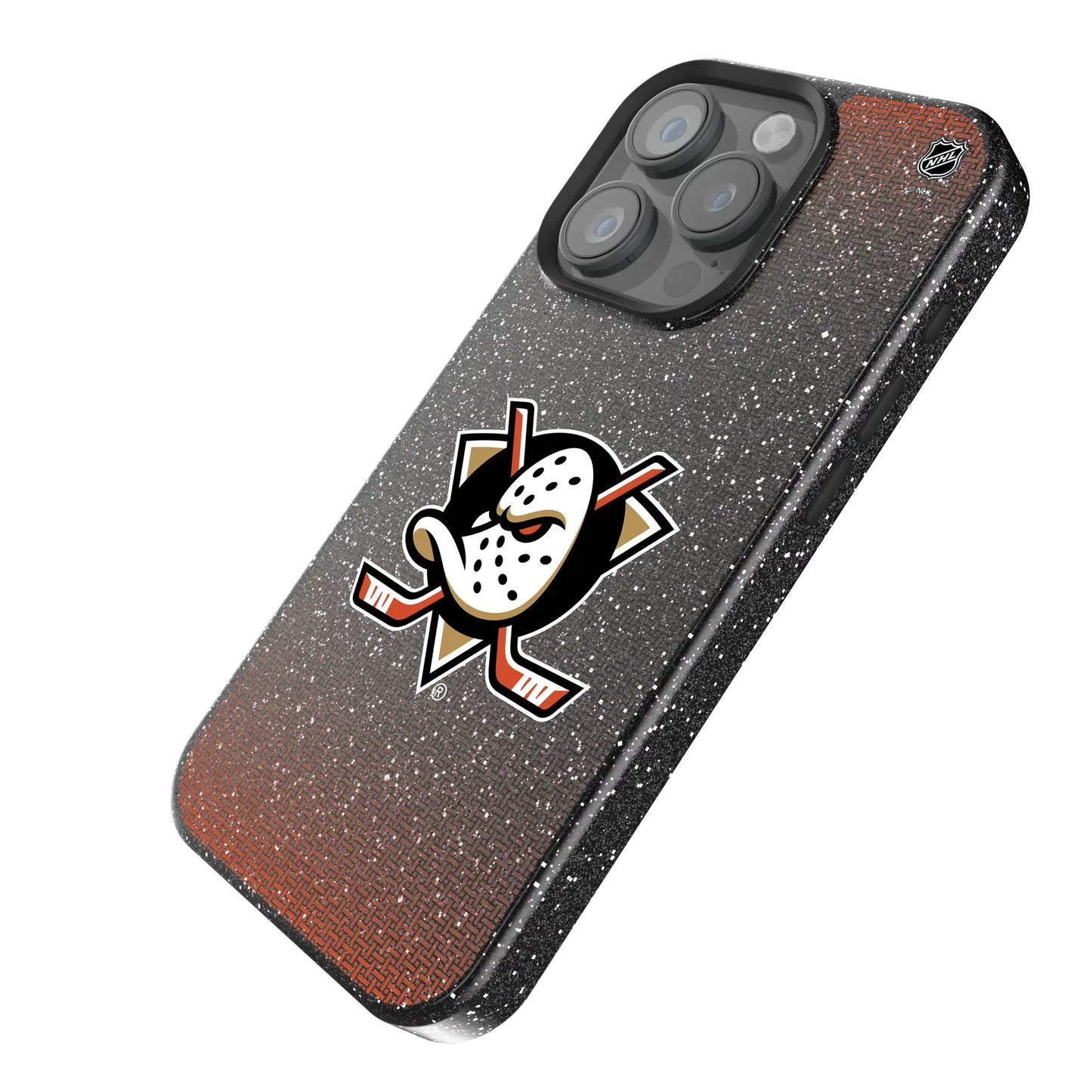 Anaheim Ducks Linen Black Bling Phone Case for Apple iPhone