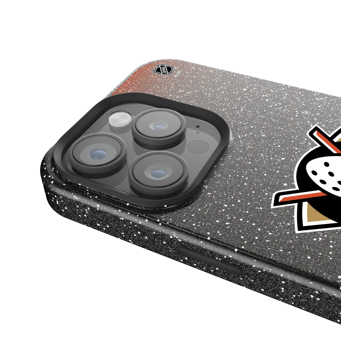 Anaheim Ducks Linen Black Bling Phone Case for Apple iPhone