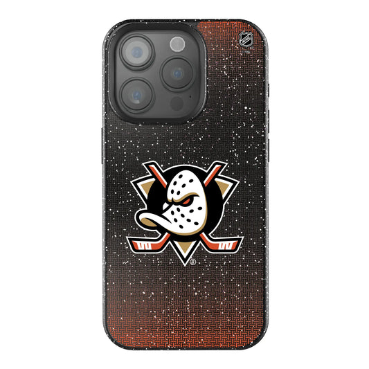 Anaheim Ducks Linen Black Bling Phone Case for Apple iPhone