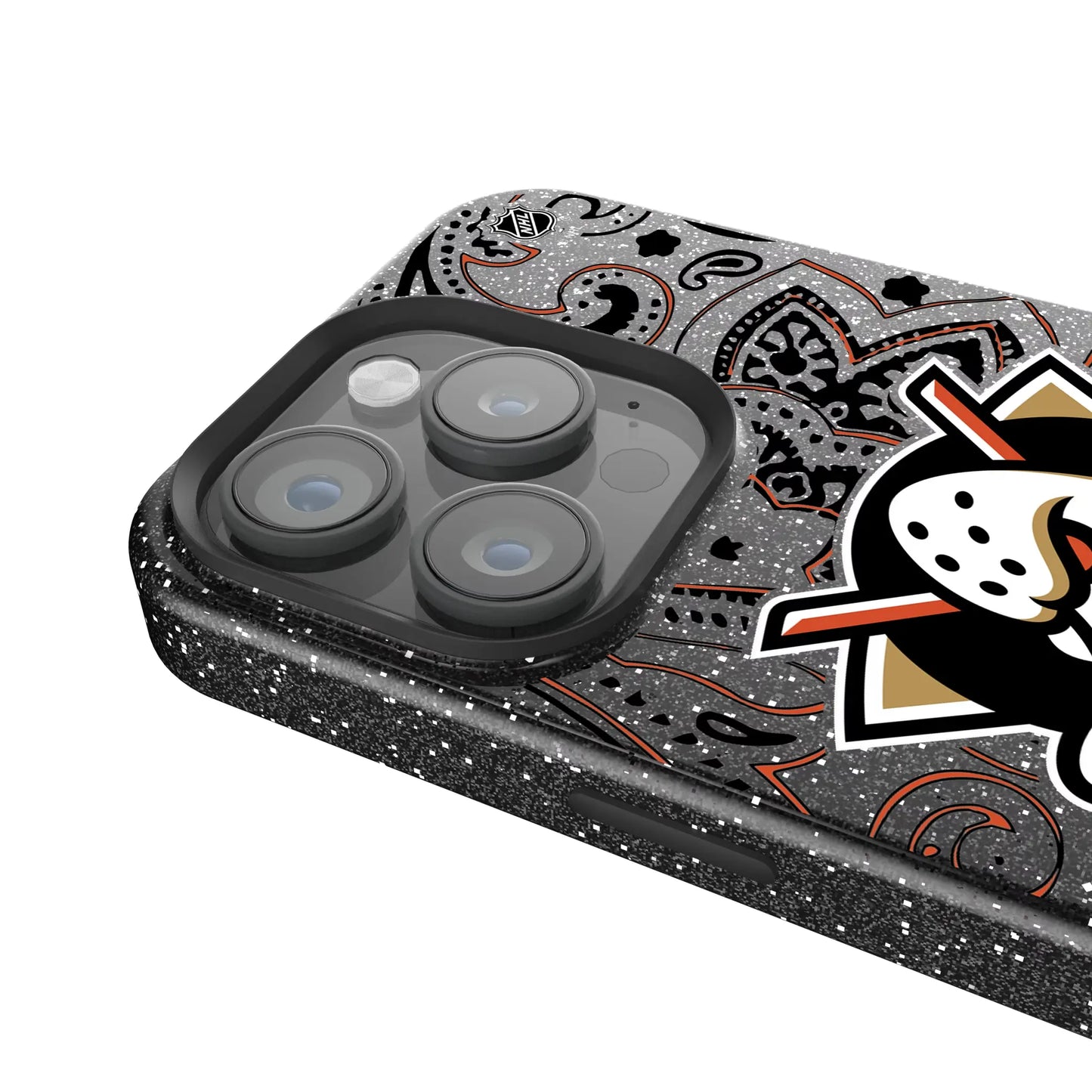 Anaheim Ducks Paisley Black Bling Phone Case for Apple iPhone