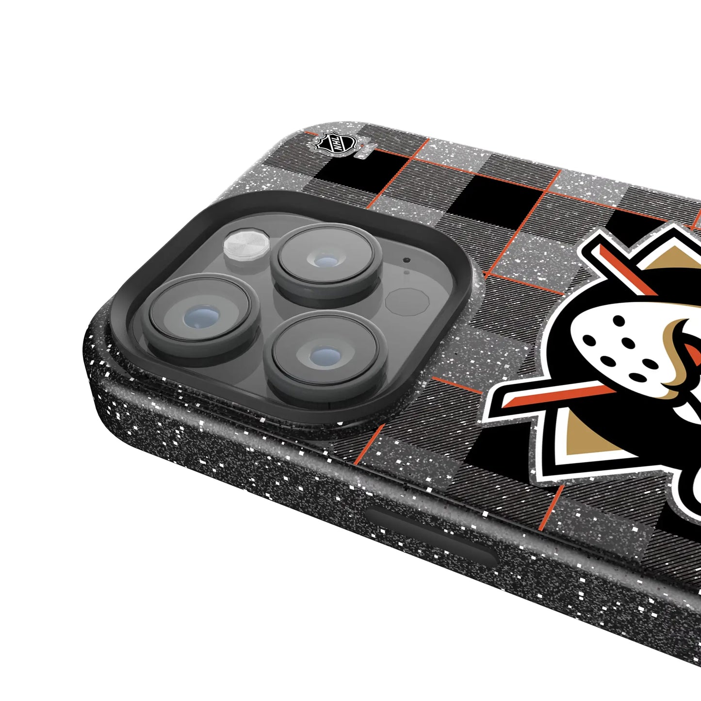 Anaheim Ducks Plaid Black Bling Phone Case for Apple iPhone