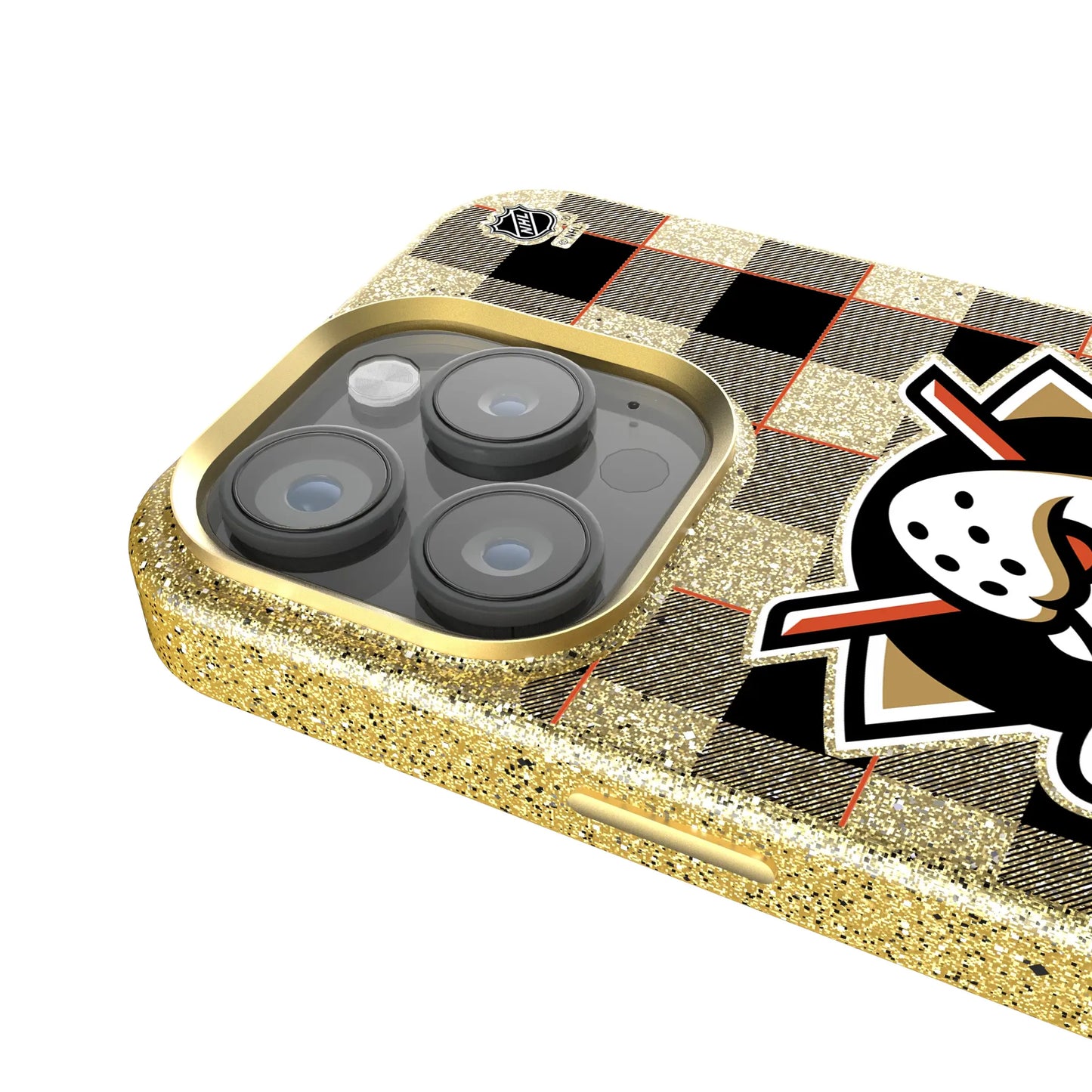 Anaheim Ducks Plaid Bling Phone Case for Apple iPhone