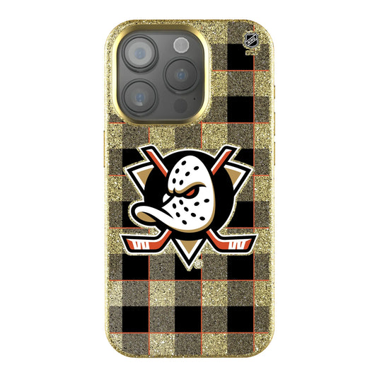 Anaheim Ducks Plaid Bling Phone Case for Apple iPhone