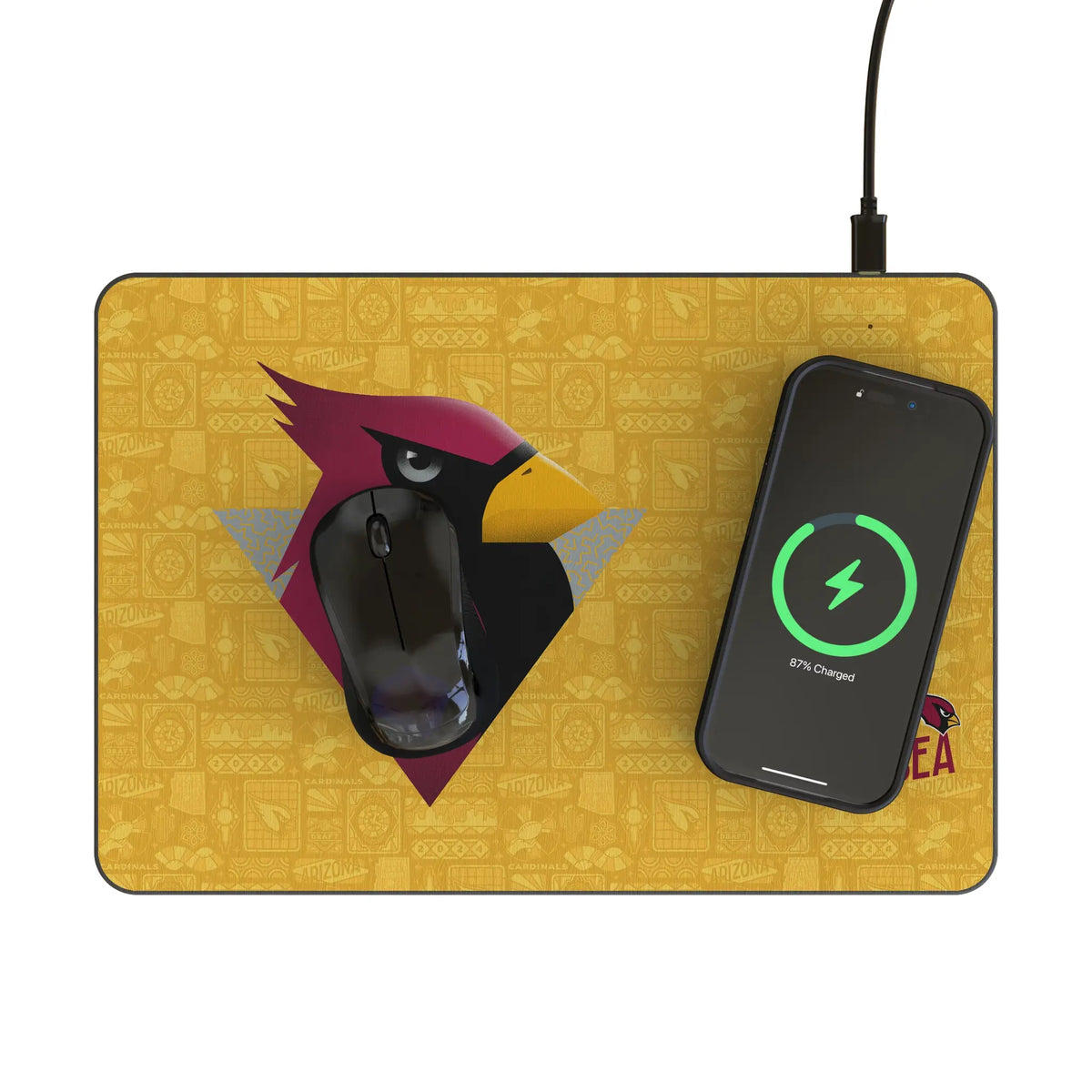 Arizona Cardinals Deco 15-Watt Wireless Charger and Mouse Pad