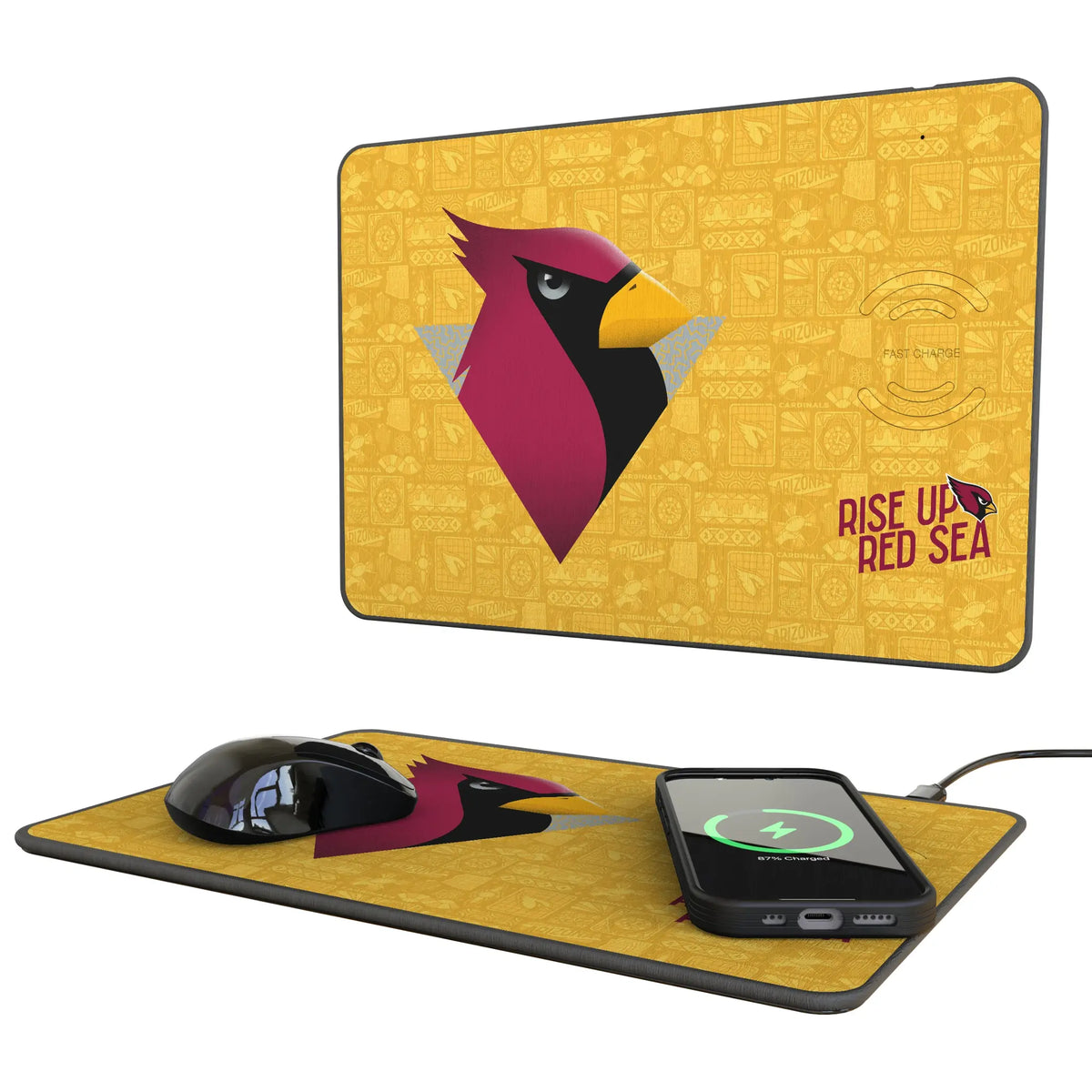 Arizona Cardinals Deco 15-Watt Wireless Charger and Mouse Pad
