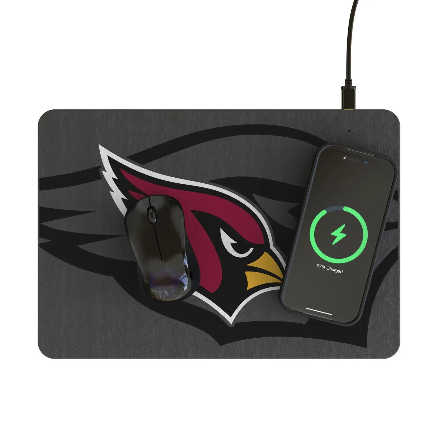 Arizona Cardinals Monocolor Tilt 15-Watt Wireless Charger and Mouse Pad