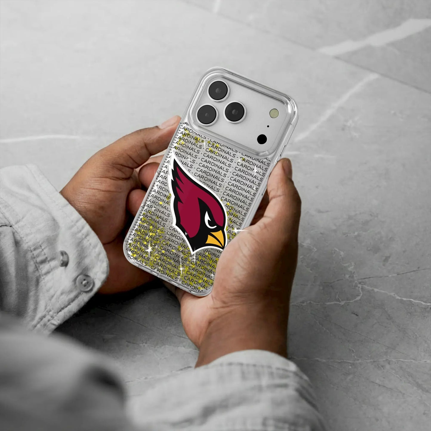 Arizona Cardinals Text Backdrop Glitter Phone Case for Apple iPhone
