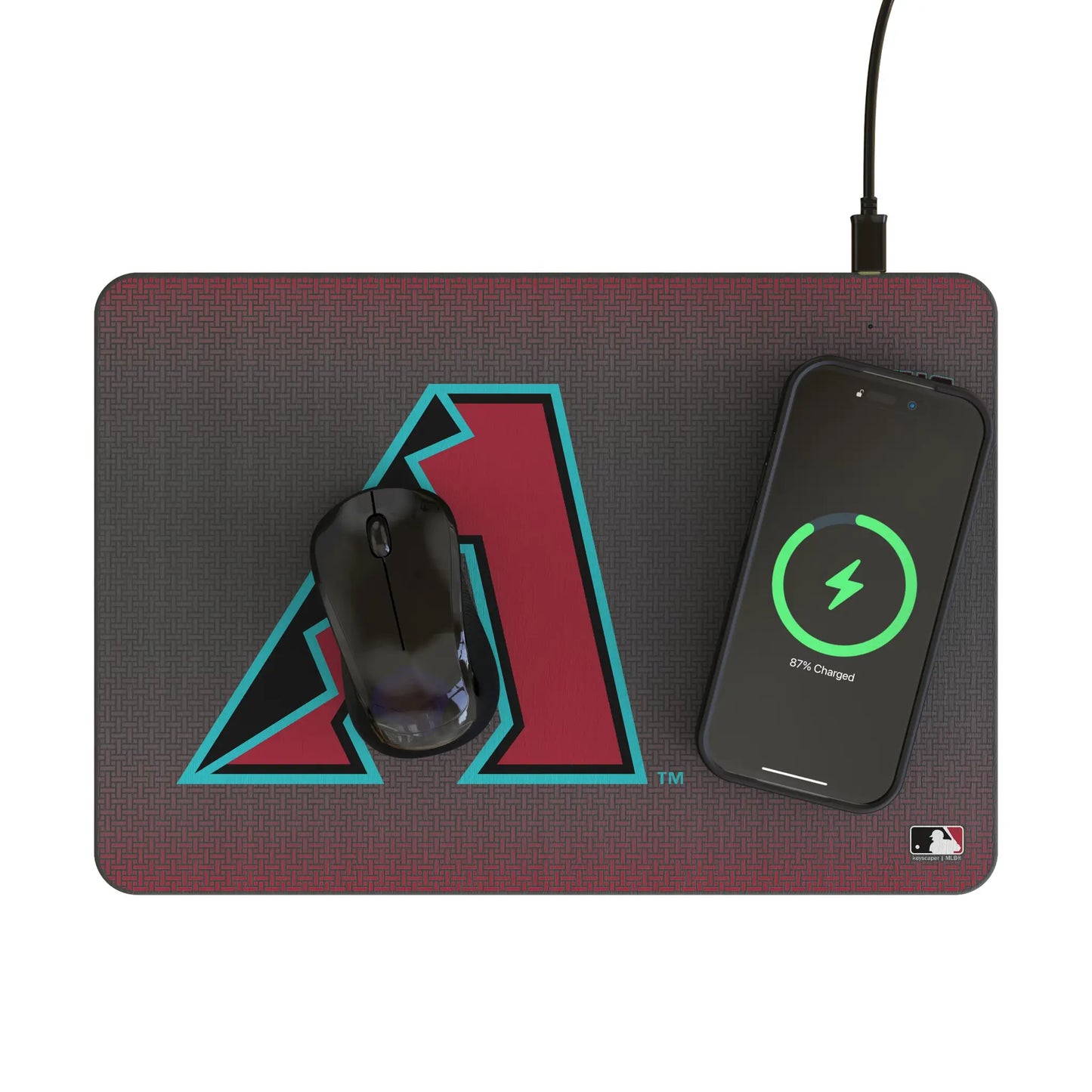 Arizona Diamondbacks Linen 15-Watt Wireless Charger and Mouse Pad