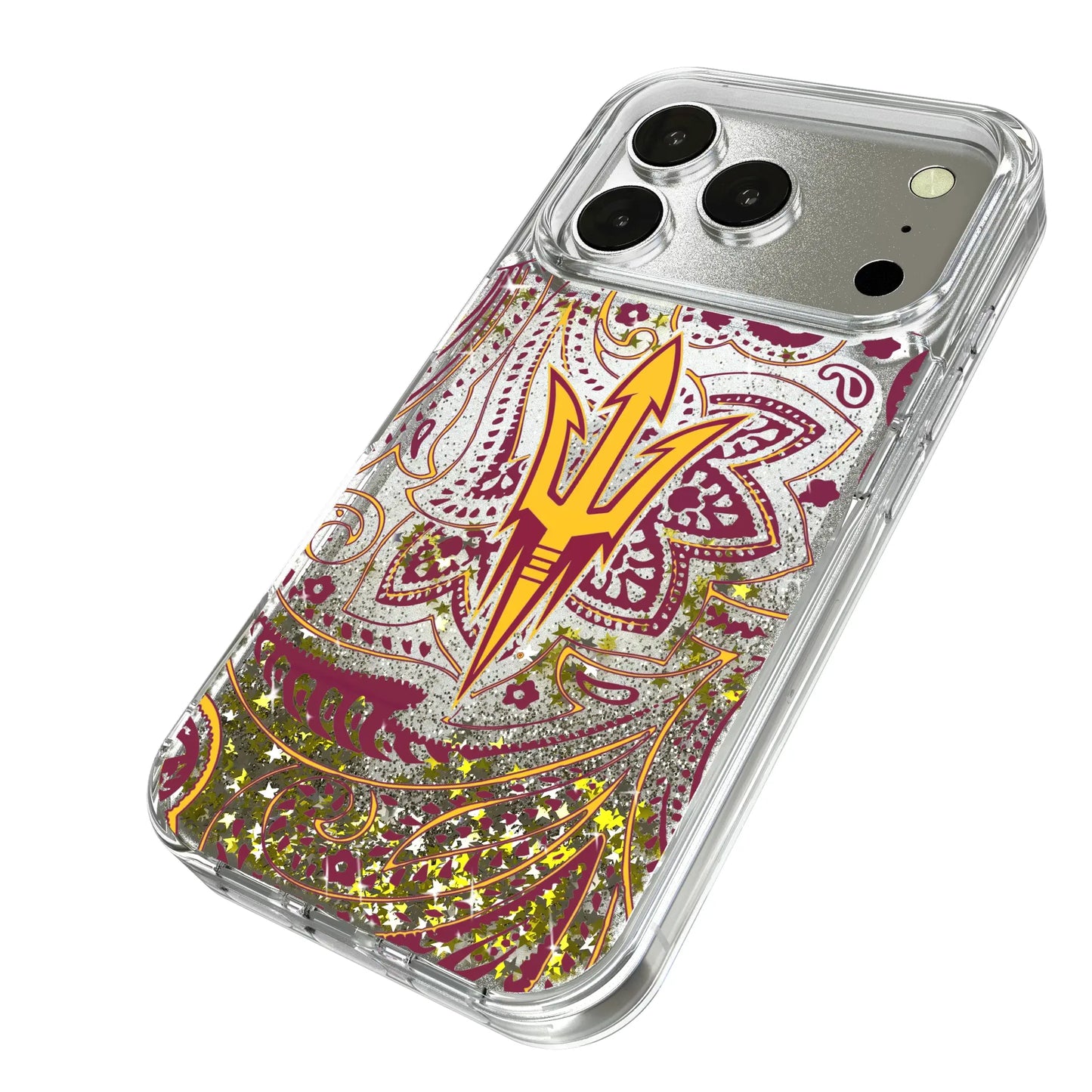 Arizona State University Sun Devils Paisley Glitter Phone Case for Apple iPhone