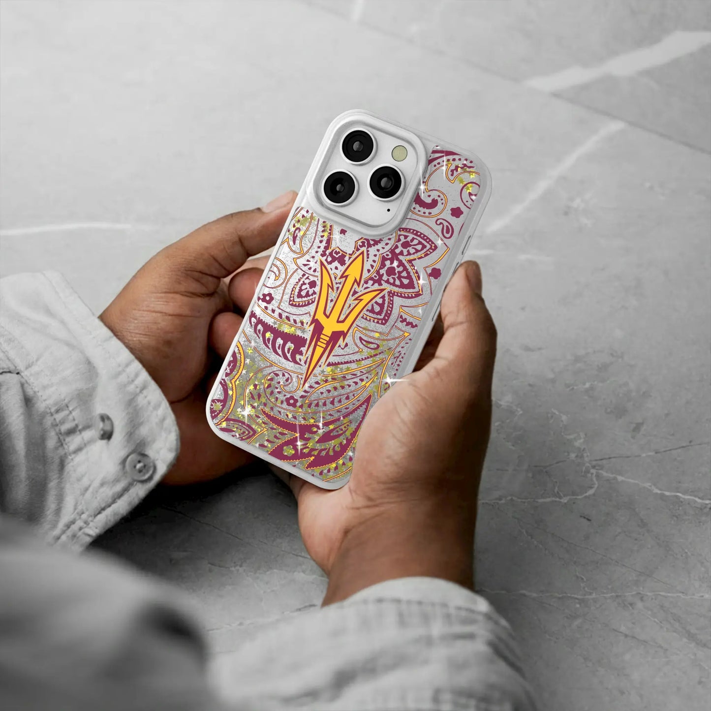 Arizona State University Sun Devils Paisley Glitter Phone Case for Apple iPhone