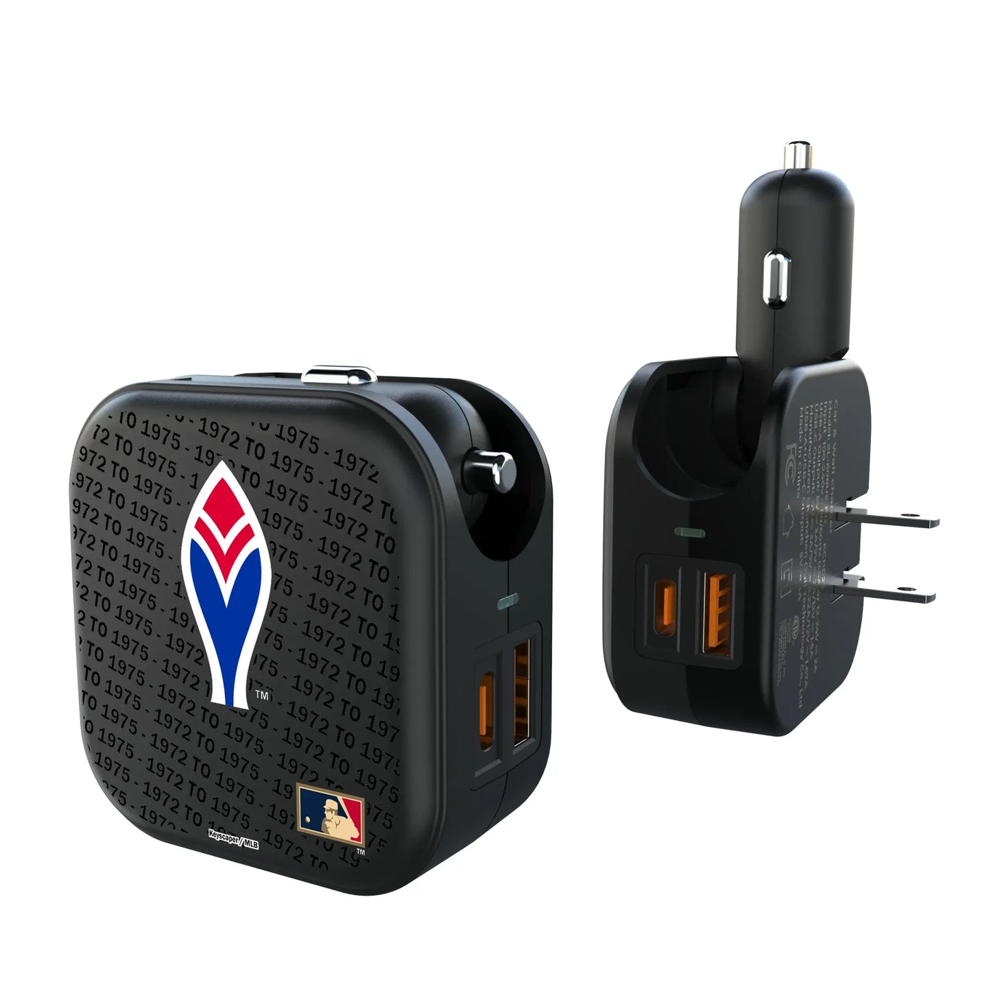 Atlanta Braves 1972-1975 - Cooperstown Collection Text Backdrop 2 in 1 USB A/C Charger