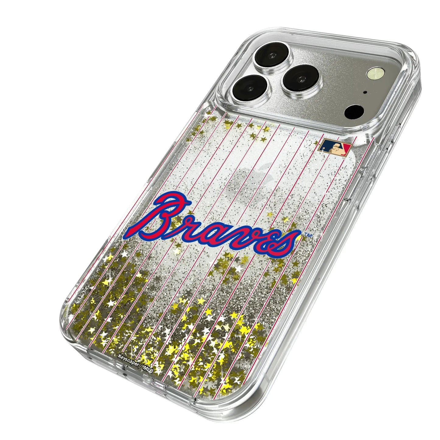 Atlanta Braves Home 2012 - Cooperstown Collection Pinstripe Glitter Phone Case for Apple iPhone