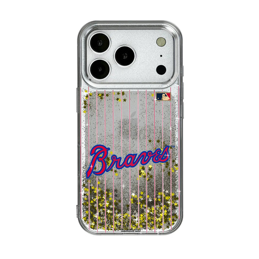 Atlanta Braves Home 2012 - Cooperstown Collection Pinstripe Glitter Phone Case for Apple iPhone