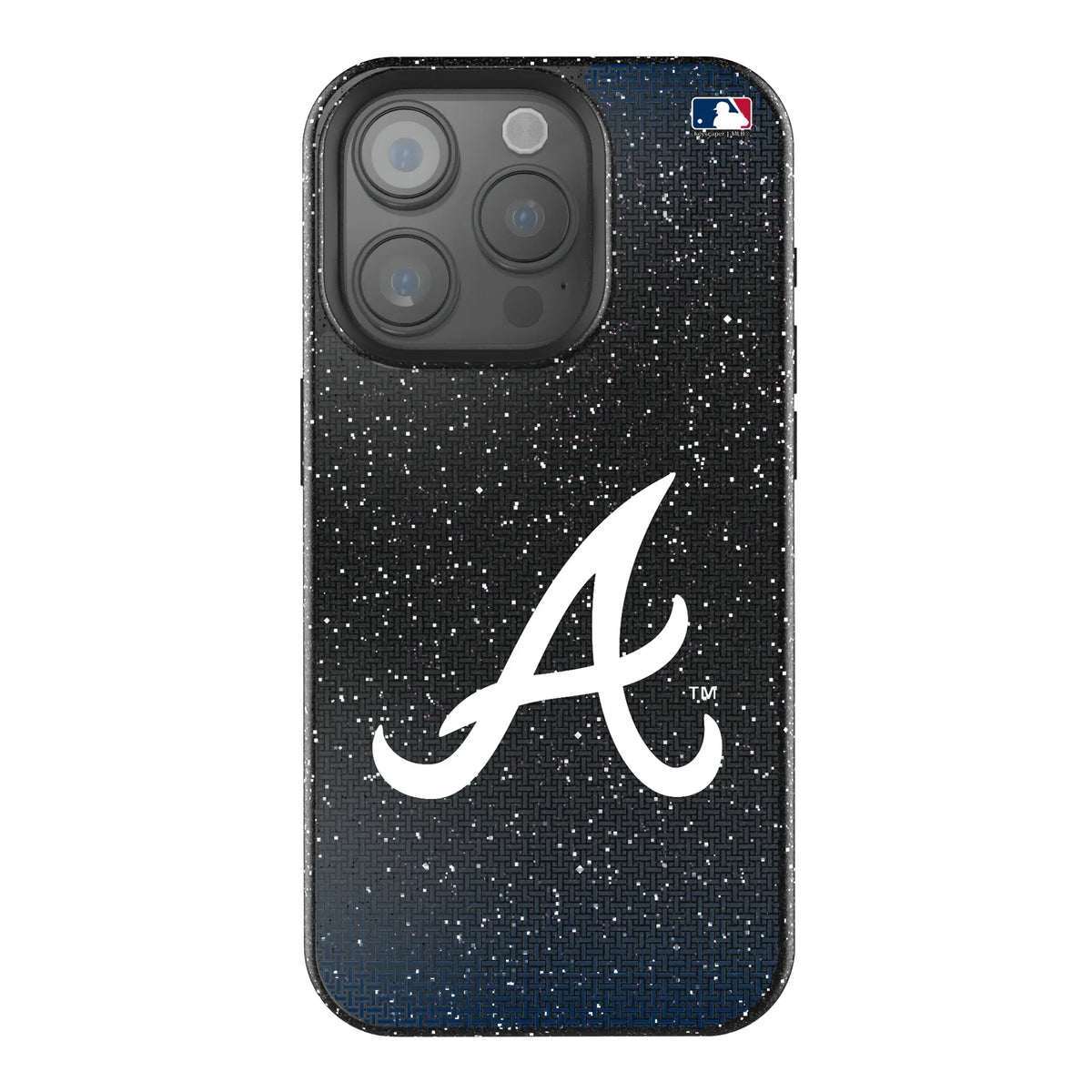 Atlanta Braves Linen Black Bling Phone Case for Apple iPhone