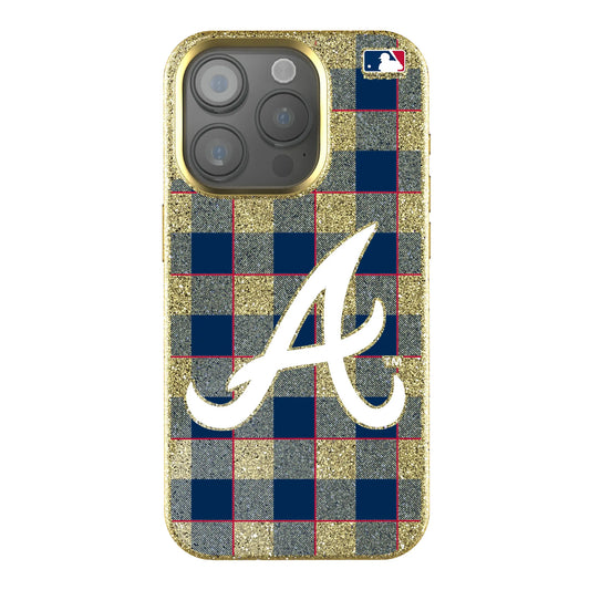 Atlanta Braves Plaid Bling Phone Case for Apple iPhone
