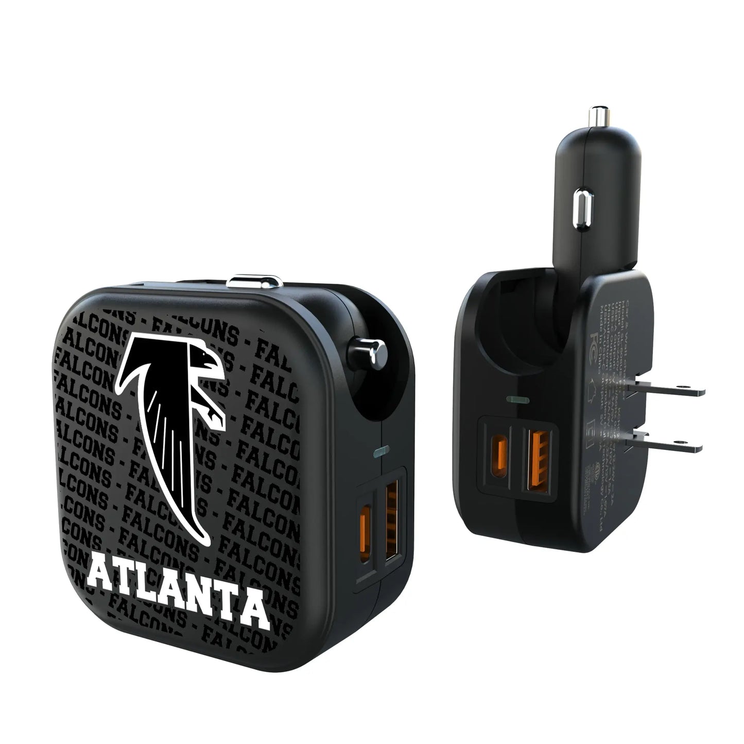 Atlanta Falcons Classic Text Backdrop 2 in 1 USB A/C Charger
