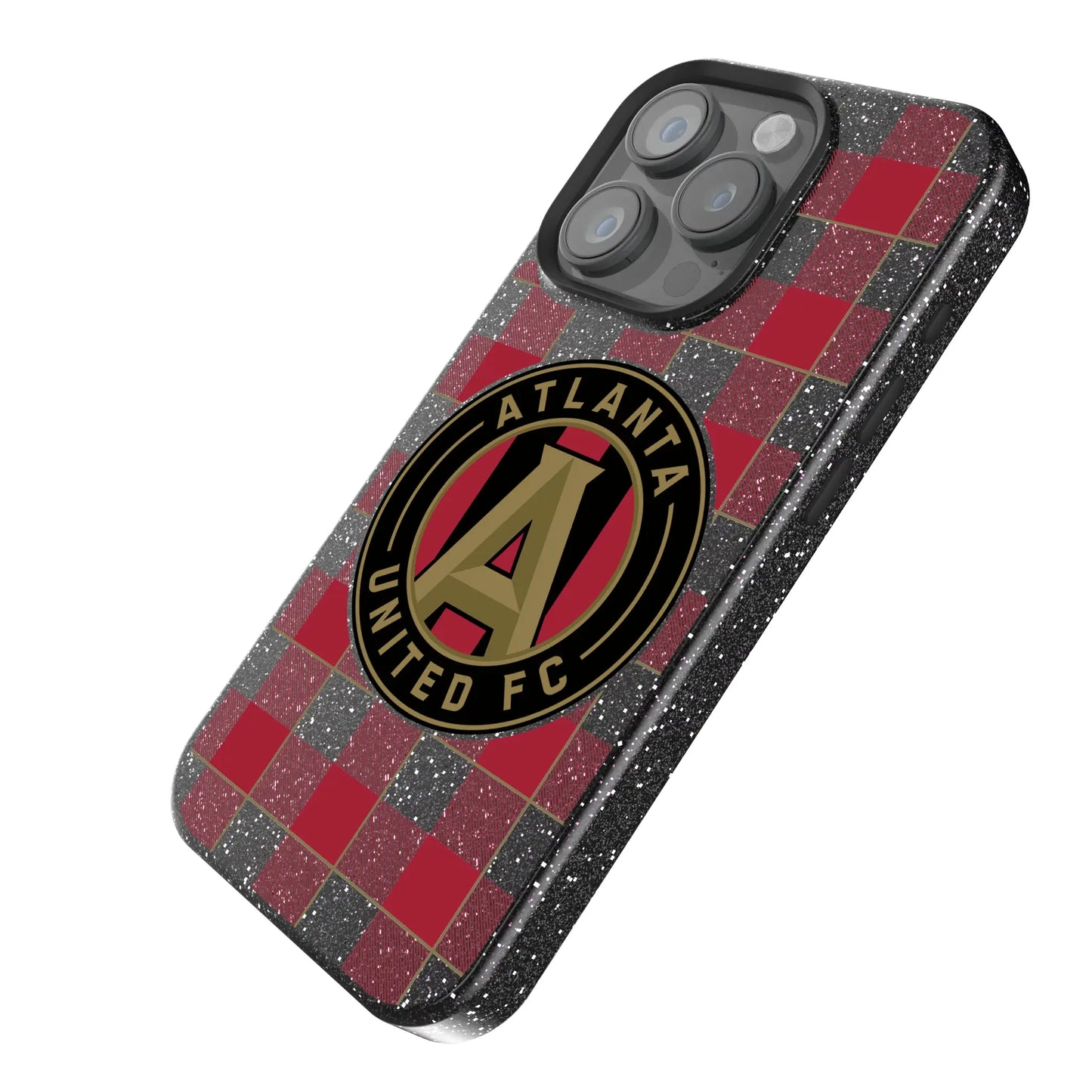 Atlanta United FC Plaid Black Bling Phone Case for Apple iPhone