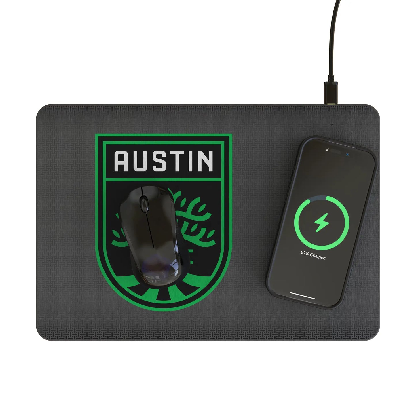Austin FC Linen 15-Watt Wireless Charger and Mouse Pad