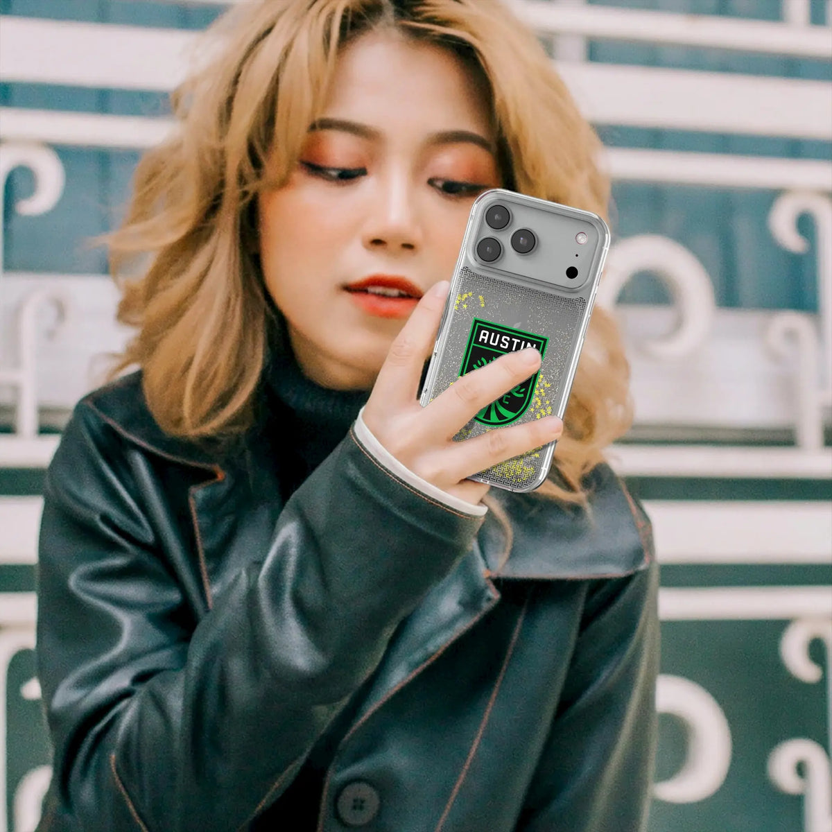 Austin FC Linen Glitter Phone Case for Apple iPhone
