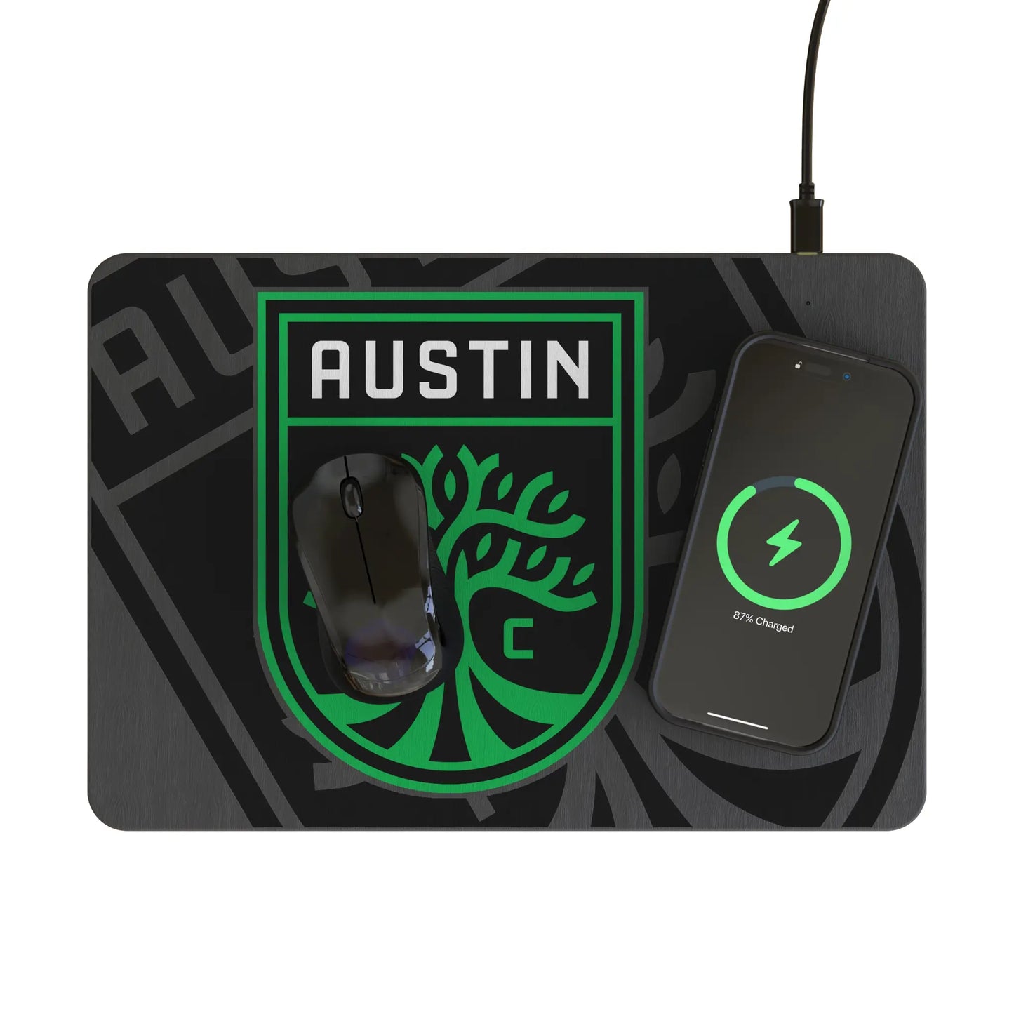 Austin FC Monocolor Tilt 15-Watt Wireless Charger and Mouse Pad